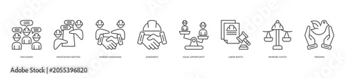 Obraz na plátně labor advocacy icon set collection in line style