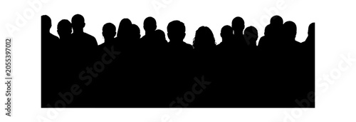 Silhouettes of a diverse crowd of people standing together vector art
