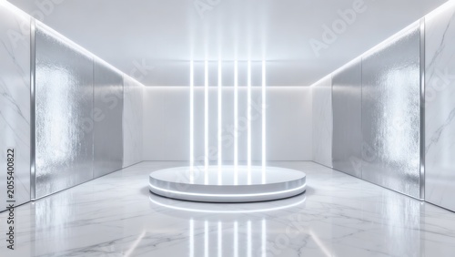 Modern minimalist room with circular platform