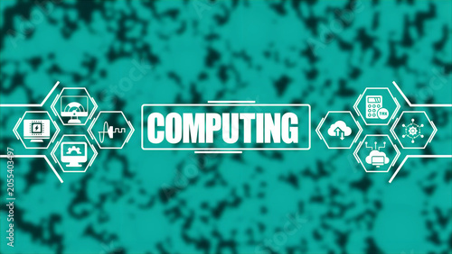 Photos Computing concept displaying the word computing in a central box surrounded by v