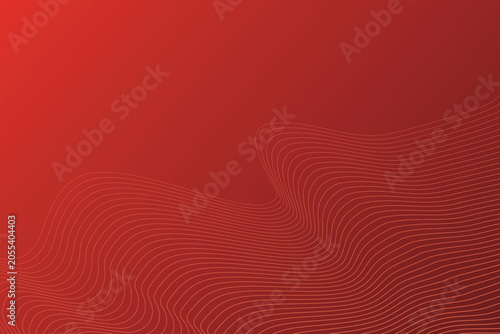 An abstract vector background with a rich gradient transitioning from bright crimson red to a dark burgundy shade, decorated with fluid, undulating parallel lines that create a dynamic wave pattern