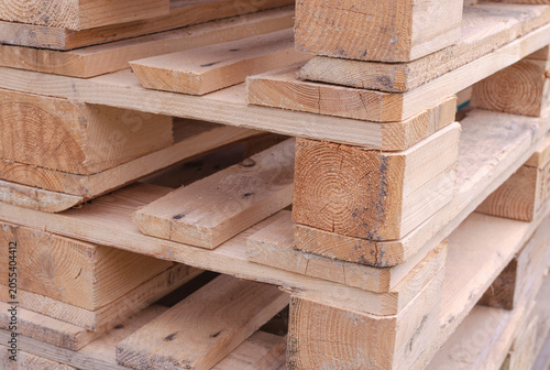 Wooden euro pallets close up
