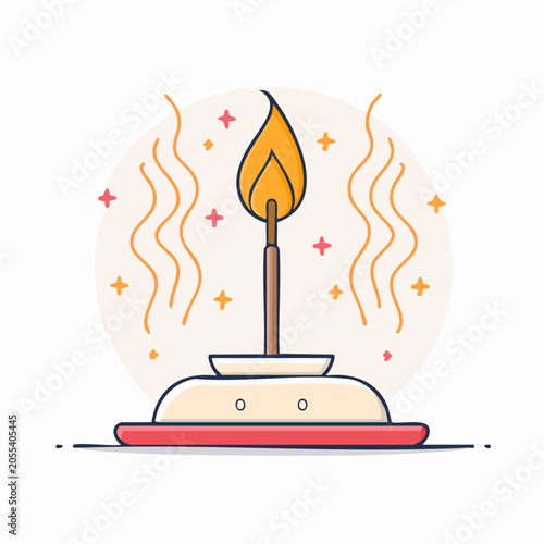 Birthday Candle with Confetti and Stars