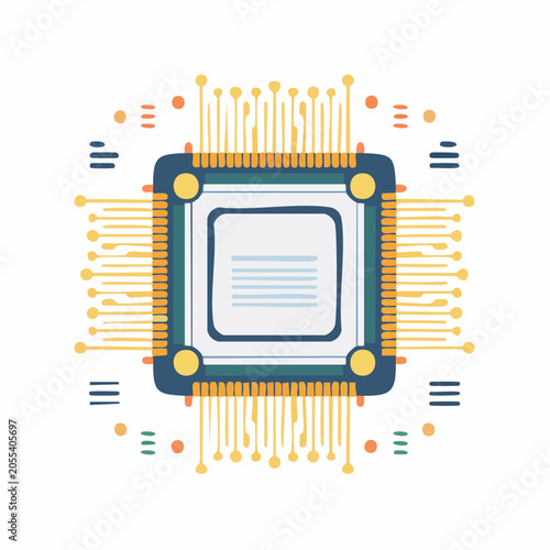 Central Processing Unit (CPU) Microchip Illustration