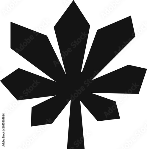 Chestnut leaf, element for cutting. Silhouette of the plant isolated on white background. Engraving style.