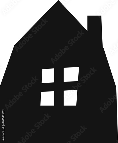 Country house, element for cutting. Cottage isolated on white background. Engraving style.
