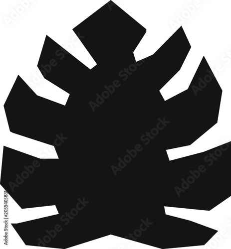 Exotic leaf element for cutting. Jungle leaf isolated on white background. Engraving style.
