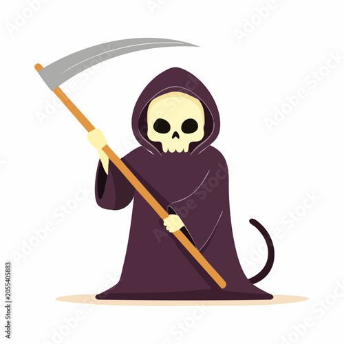 Grim Reaper with Scythe Cartoon