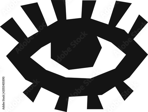 Eye sacred symbol, element for cutting. All seeing eye isolated on white background. Engraving style.