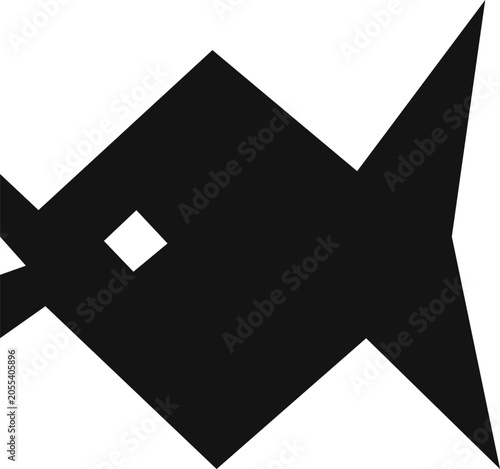Fish, element for cutting. Marine inhabitant isolated on white background. Engraving style.