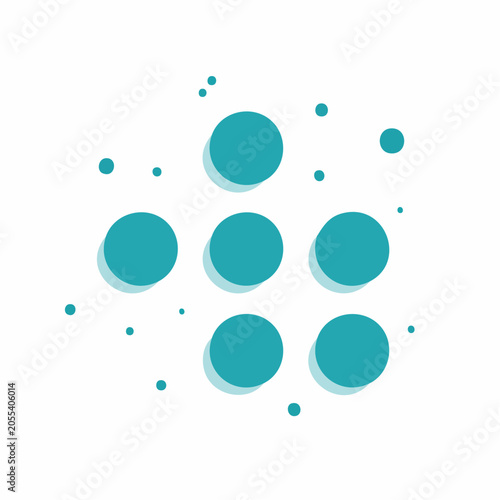 Teal Circles with Shadows on White Background