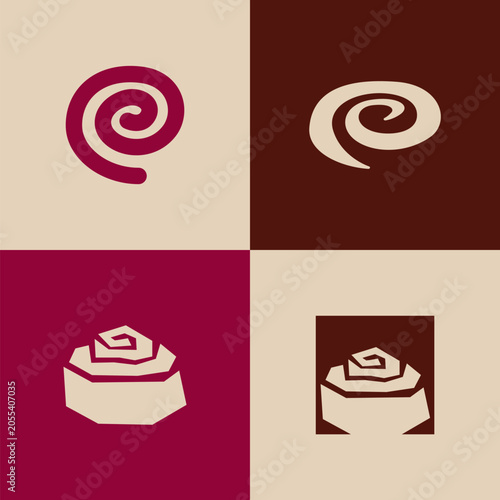 Fotografia Minimalist Cinnamon Roll Logo Bundle Modern Bakery Dessert Cafe Brand Identity V