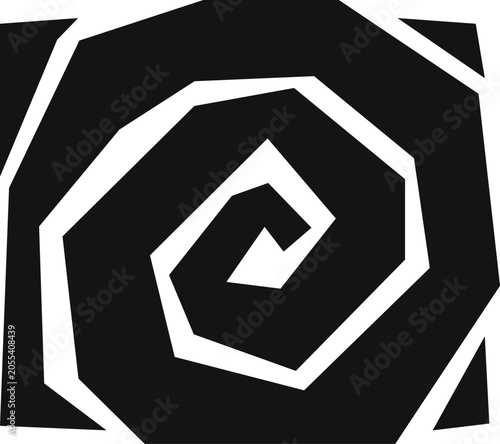 Spiral, element for cutting. Fractal geometry, shape isolated on white background. Engraving style.