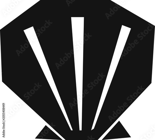 Seashell, element for cutting. Half a shell isolated on white background. Engraving style.