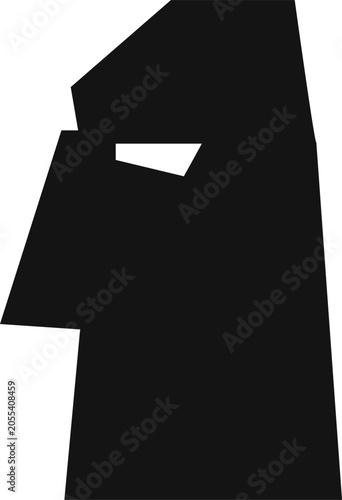 Stone head, element for cutting. African mask isolated on white background. Engraving style.