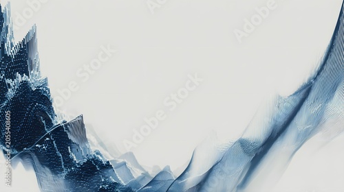 Abstract wave pattern with flowing lines and gradient blue tones on a white background