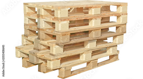 Canvastavla stack of wooden pallets used for loading and unloading, PNG on Transparent backg