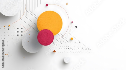 Modern Abstract Geometric Composition with Colorful Spheres and Lines