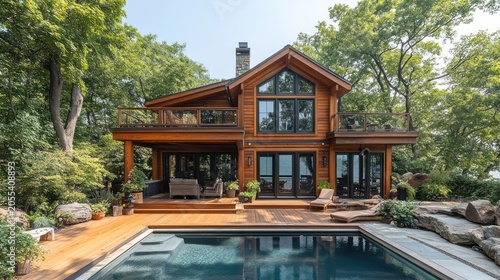 Luxurious Wooden Home with Pool, Forest Setting