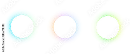 Abstract circular halftone banners set isolated on white background.