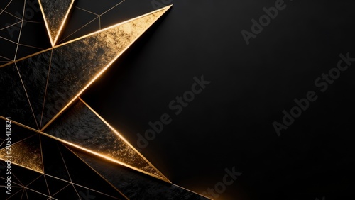 Abstract golden geometric pattern on black