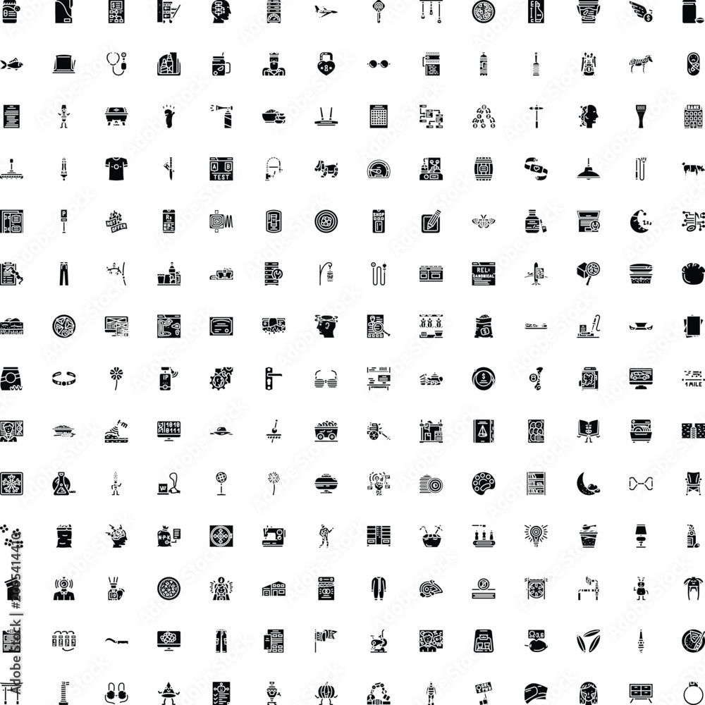 Fototapeta premium Web design and technology concept glyphs providing a diverse collection of vector signs and symbols for business, lifestyle, food, and communication applications
