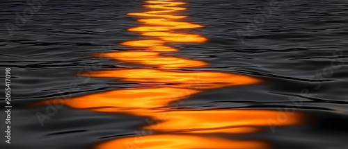 Golden Light Reflected on Water Surface.