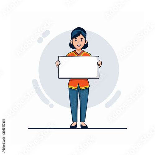 Flat design vector of person holding clipboard and headphones