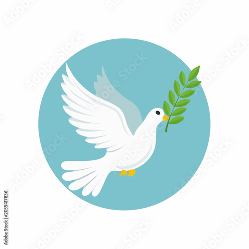 White Dove with Olive Branch