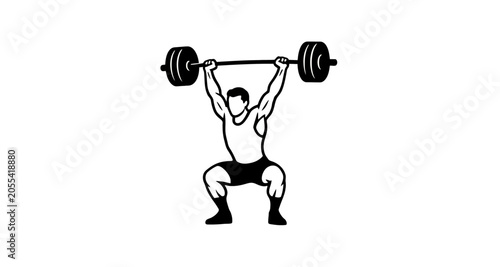 Konstfotografi Weightlifter lifting barbell silhouette on transparent background