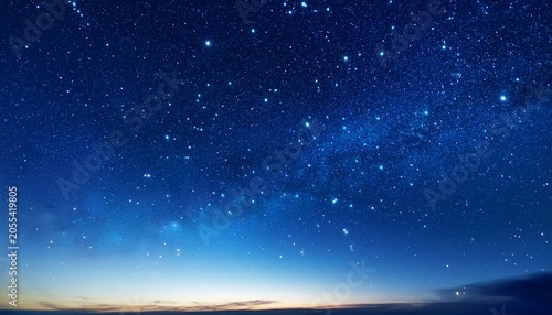 Starry Sky Blue Space Background With Stars In Early Morning Light