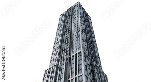 Modern high-rise building with glass pyramid top