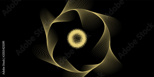 Foto Abstract circle wave lines, gradient light equalizer gold wavy curve
