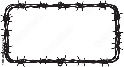 Barbed wire rectangular frame