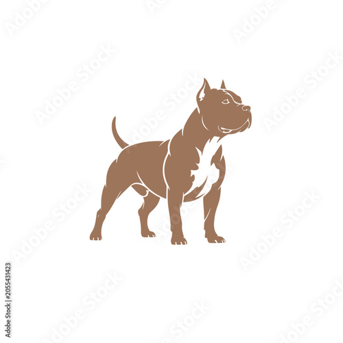 Schilderij op canvas American pit bull terrier dog logo design silhouette illustration
