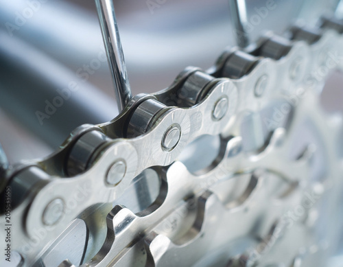 Chrome links whisper like a metallic river in shallow focus