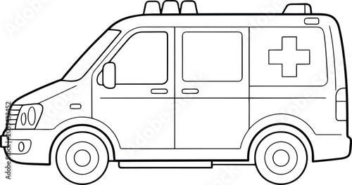 Ambulance vehicle outline with emergency lights and cross graphic for medical transport during urgent situations