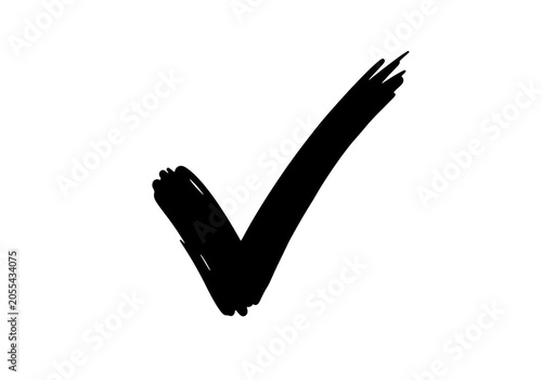 Black check mark icon isolated on white background