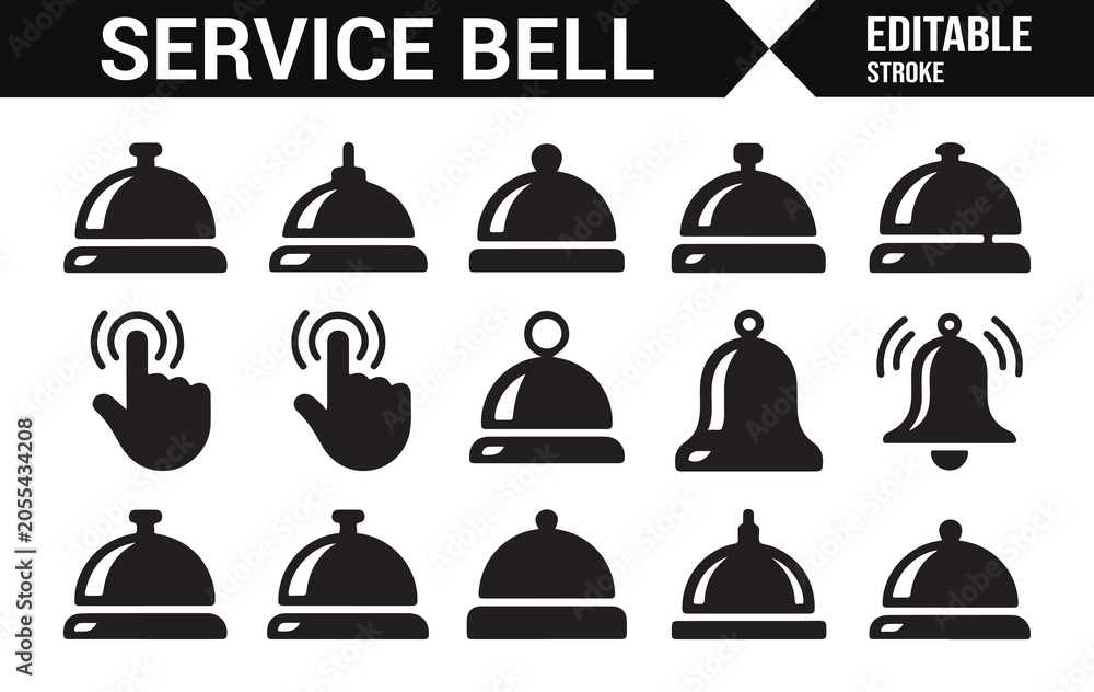 Fototapeta premium Reception Desk Bell Symbols for Hospitality Design