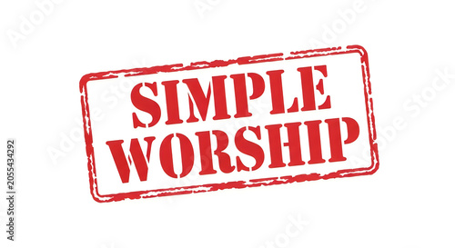 A vibrant red ribbon banner with the words simple worship in bold white letters, symbolizing a modern and straightforward approach to faith and devotion