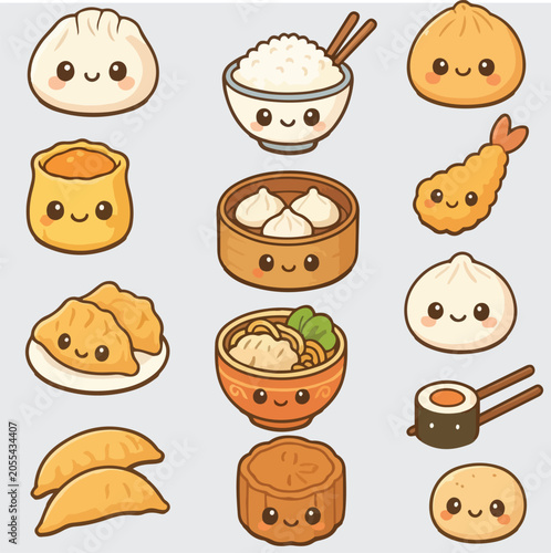 Kawaii Asian Food Elements Collection