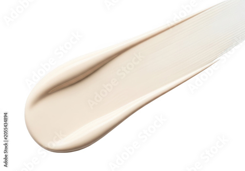 Creamy beige makeup swatch texture on white background