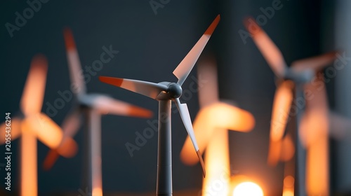 Dramatic close up view of large wind turbine blades emphasizing industrial structure and modern engineering under intense lighting