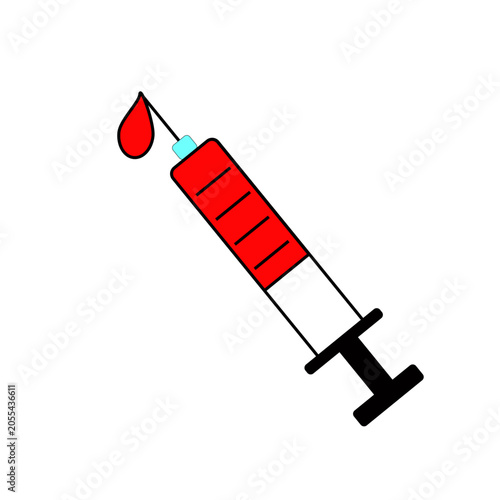 Medical syringe vector illustration with red blood drop
