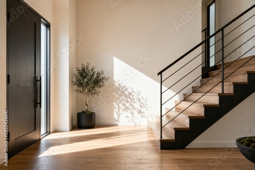 Modern hotel and house interior staircase with open space design