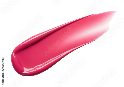 Pink lipstick smear swatch isolated on white background
