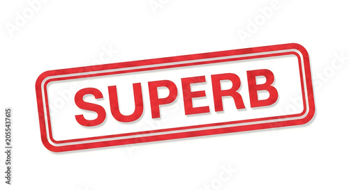 A vibrant red stamp with the word superb in bold white letters, symbolizing excellence and high quality in a striking design
