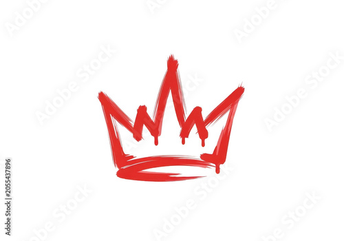Red crown drawing with brush strokes