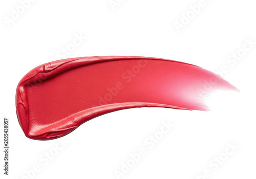 Red lipstick smear swatch isolated on white background