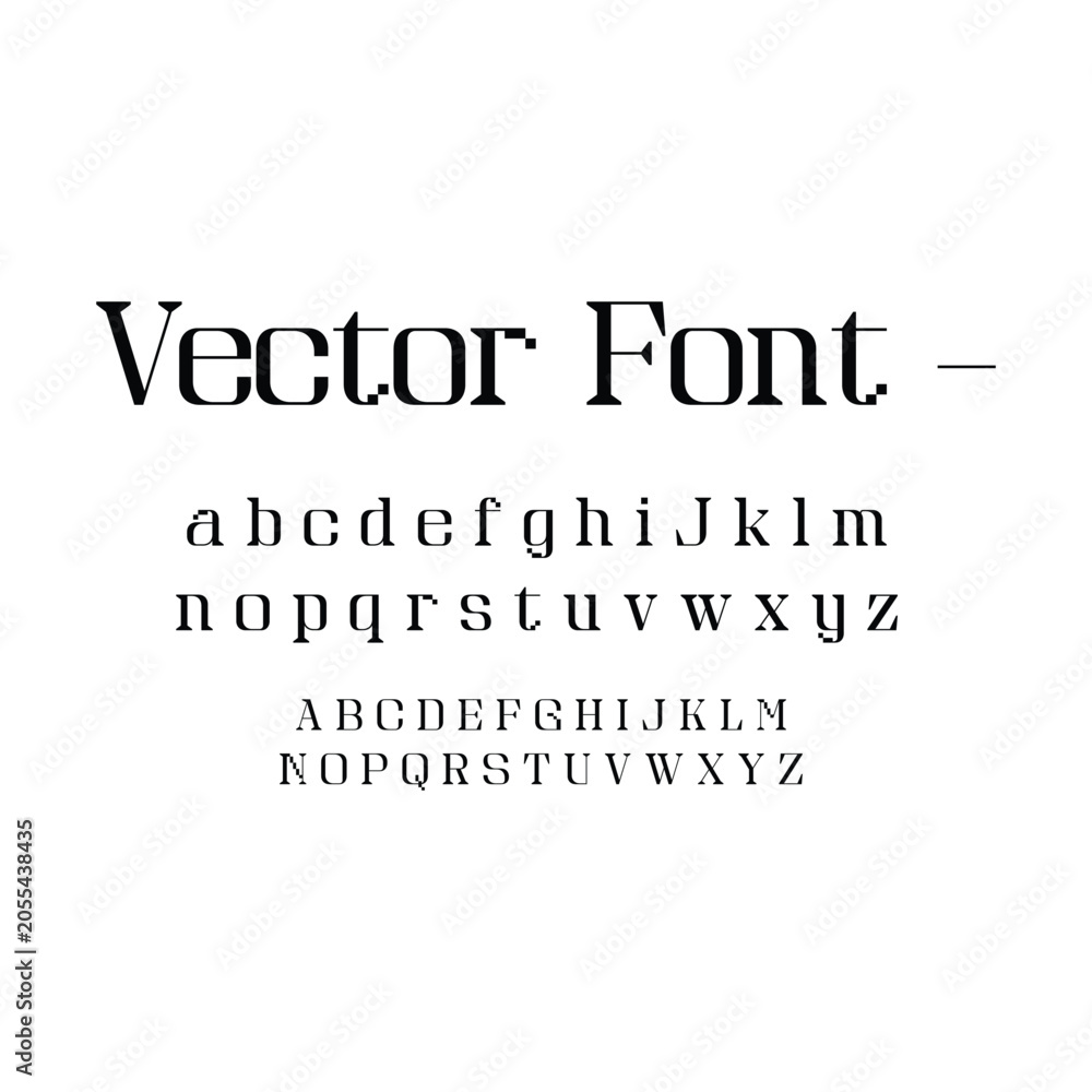 Fototapeta premium Vintage serif vector font alphabet and numbers set for branding